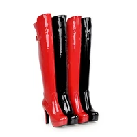sexy over the knee boots women platform fashion high heels thigh high boots patent leather womens winter high boots shoes red