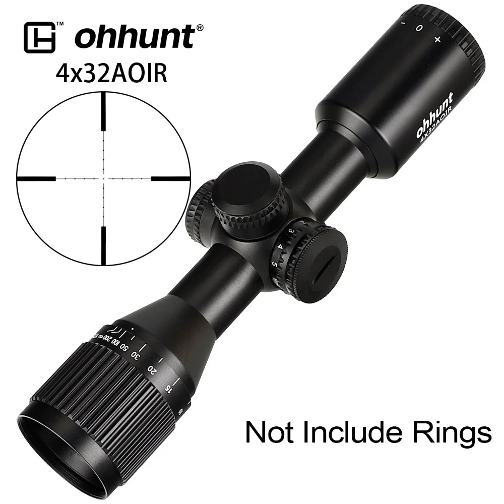 Ohhunt 4x32 AO мини Mil-Dot двойной цвет с подсветкой Стекло травленая сетка охотничий прицел тактический оптический прицел - Цвет: Not Include Rings