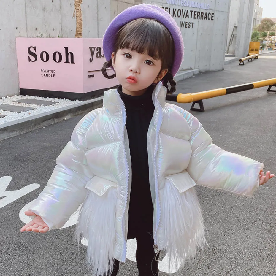 Парка для девочек хлопковое пуховое пальто зимнее малышей Детская плотная