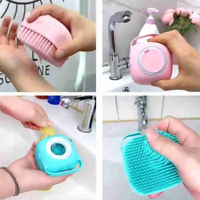 

Bath Brush with Hook Soft Silicone Baby Showers Cleaning Mud Dirt Remover Massage Back Scrub Showers Bubble Non-Toxic Brushes