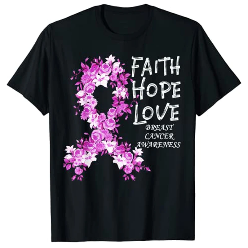 

Breast Cancer Faith Breast-Cancer Awareness T-Shirt Graphic Tee Woman T Shirts