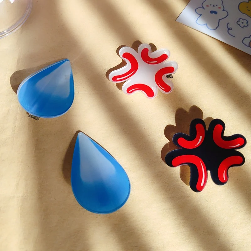 

1Pc Fashion Emojied Hairpin Speechless Sweat Angry Water Drop Hair Clip Girls Funny Emoticons Acrylic Hairpin Hair Accessories