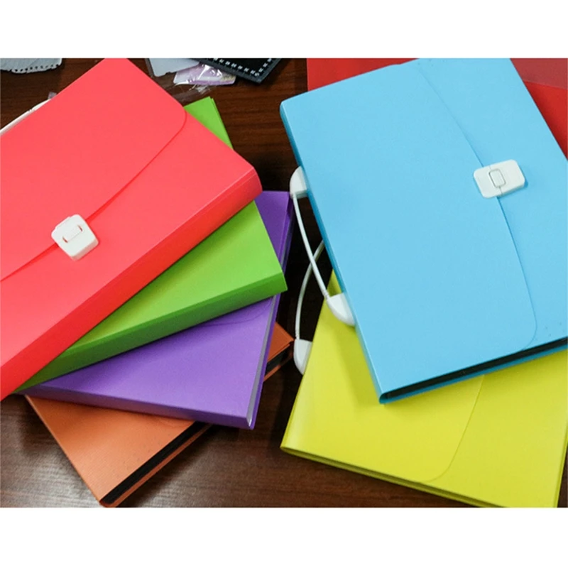 

Handheld Document Files Folder Bag 13 Pockets Expandable School Test Papers Folder Multiple Colors with Sticky Index Tab