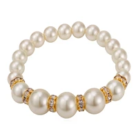 collare trendy simulated pearl bracelet for women wholesale gold color crystal rhinestone bracelets bangles wedding gift h755