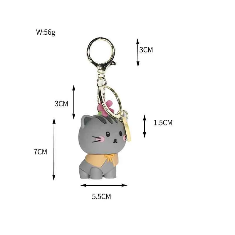 

Fashion Cartoon Elf Keychians Cute Candy Color Cat Key Chain Silicone Zodiac Bag Pendant Small Commodity Key Rings