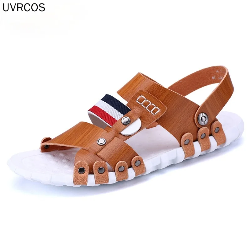 

Men's Sandals PU Leather Men Summer Shoes Leisure Slippers Flip-Flops Men Comfortable Footwear Soft Sandal