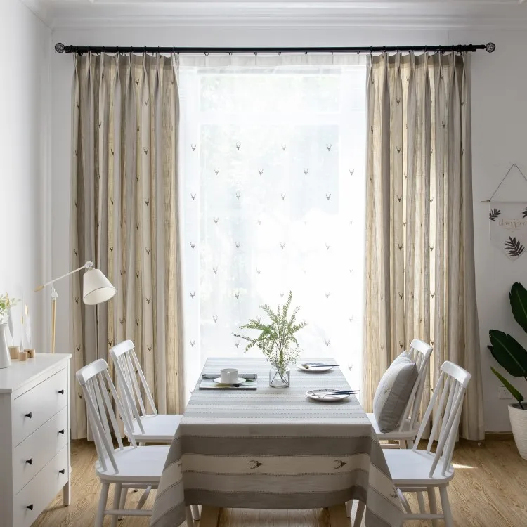 Простые современные скандинавские шторы с вышивкой в виде лося Детские