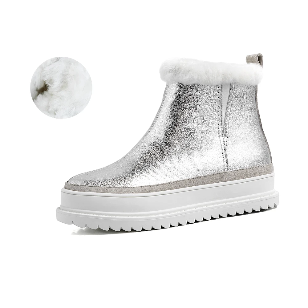 VAIR MUDO Winter Warm Ankle Boots Shoes Women Snow Boots Genuine Leather Lining Short Plush Women Boot For Winter Shoes DX77 - Цвет: white