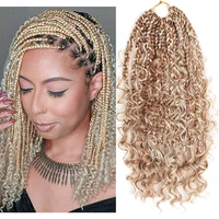 goddess box braids crochet hair 14 inch blonde 613 bohemian 3x crochet braids pre looped bohe ombre braiding hair extension