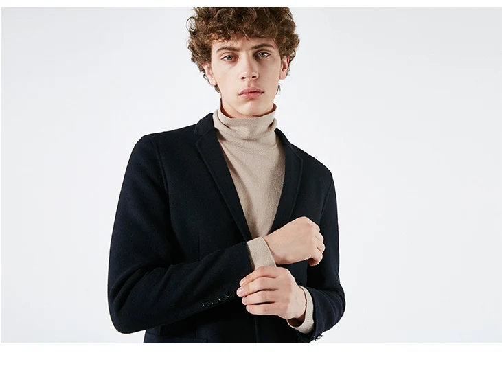 Выбранный мужской шерстяной сплошной цвет Slim-Fit Блейзер Бизнес случайный патч карман одежда S | 418408507