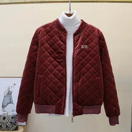 Женская куртка новинка 2019 весна осень зима тонкая золотая Вельветовая бомбер