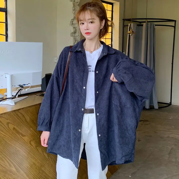 

Oversized Cotton Blouse for Women Ladies Girl Japanese Summer Button Up Shirt Long Sleeve Tops Korean Loose Big Size Clothes
