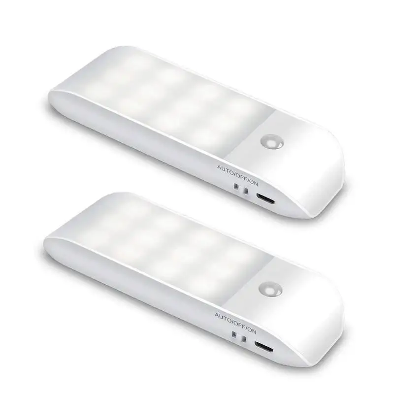 

HHO-Motion Sensor Light, [2 Pack] Cupboard Night Light, USB Rechargeable Battery Powered Light with 24 LED, Removable Magnetic S