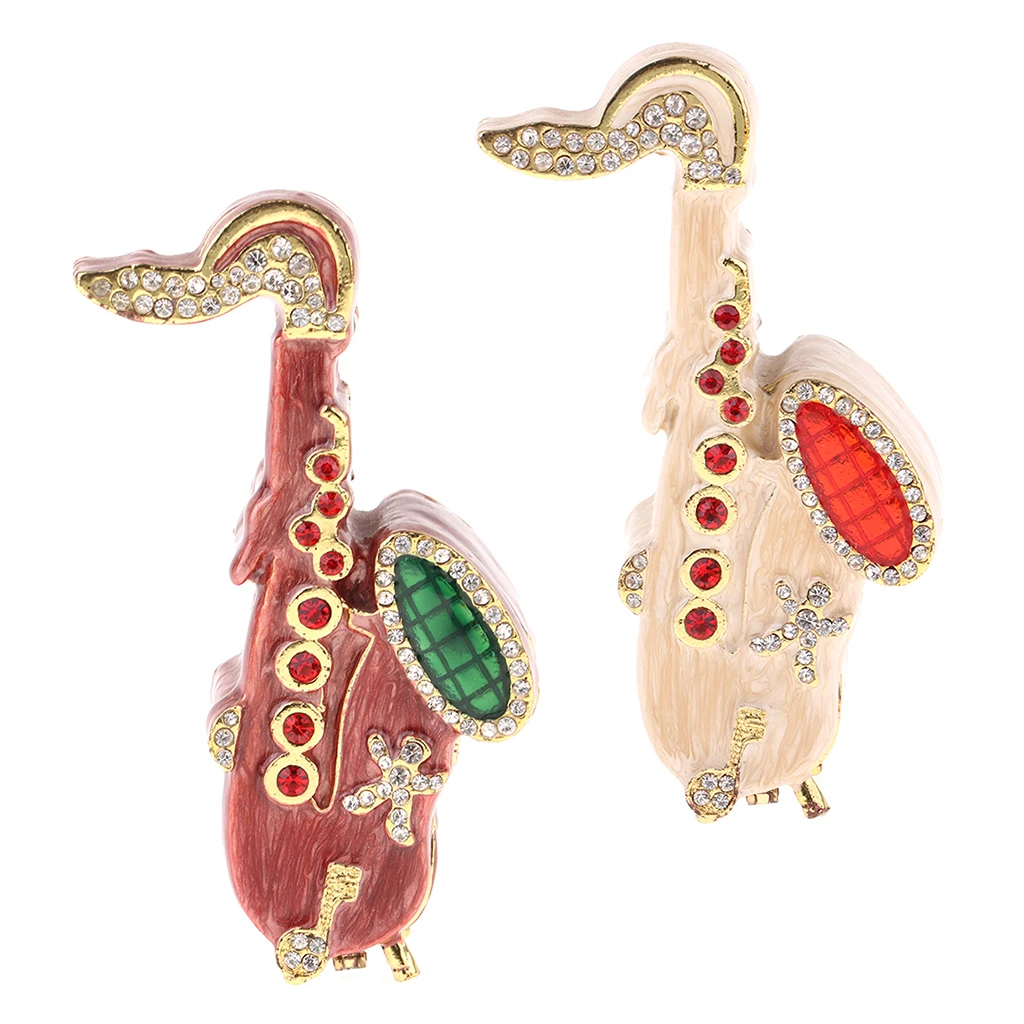 

Miniature Saxophone with Diamonds Model Jewelry Storage Box for 1:6 Dolls House Accessory