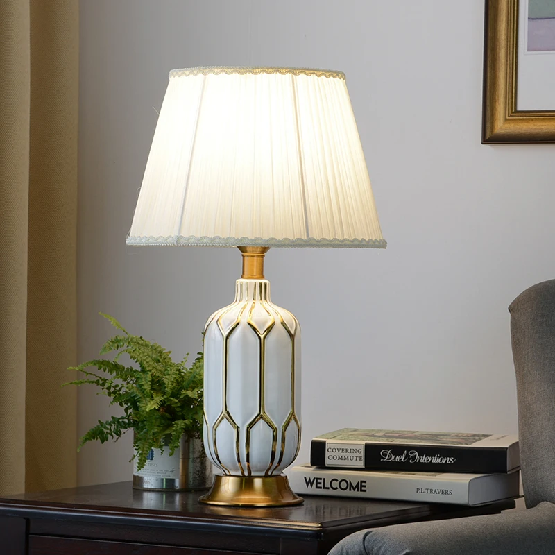 Роскошная Современная Белая Керамическая Настольная лампа для спальни