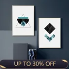 Синий мрамор геометрические скандинавские постеры и принты Настенная картина на холсте настенные картины для гостиной салона офиса Декор