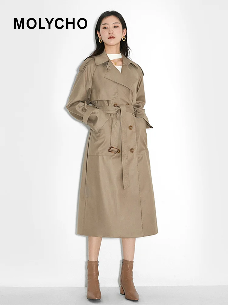 British style long coat women 2021 new spring mid-length temperament windbreaker