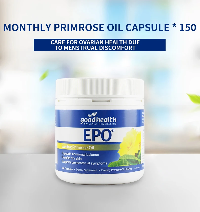 

Good Health Evening Primrose Oil Capsules EPO GLA Support Women Healthy Menstrual Cycle Help Premenstrual Syndrome PMS Symptoms