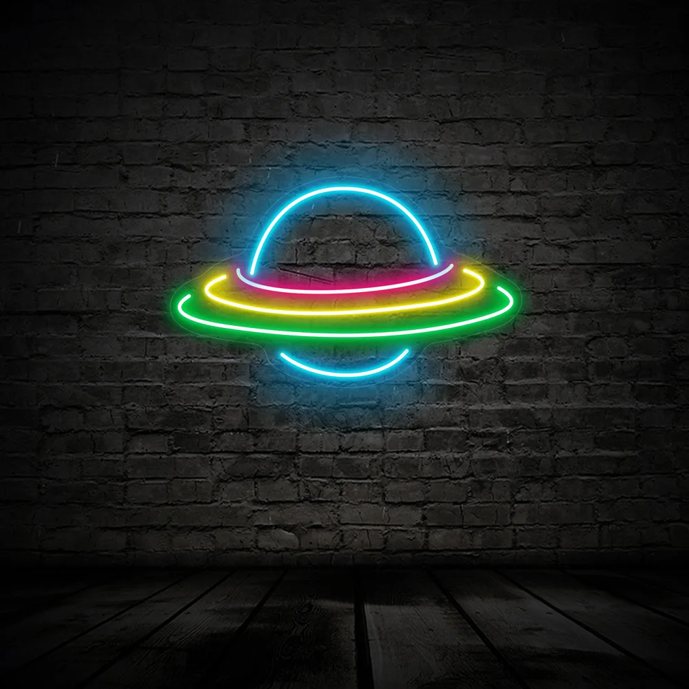 Неоновая вывеска для ресторана креативная цветная планета - Цена: 8018.75