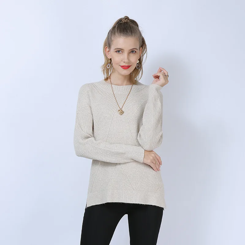 

Cored Yarn Sweater Warm Round Neck Slim Women Solid Color Long Sleeve Knitted Base Shirt Pullover Korean Style Autumn Winter