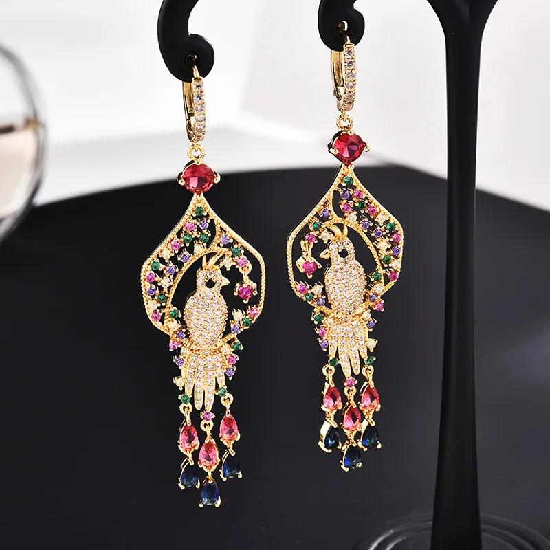 

Cute Phoenix Earrings For Women Brand Design Long Water Drop Bird Earring Women Luxury Pendant Earings Jewelry