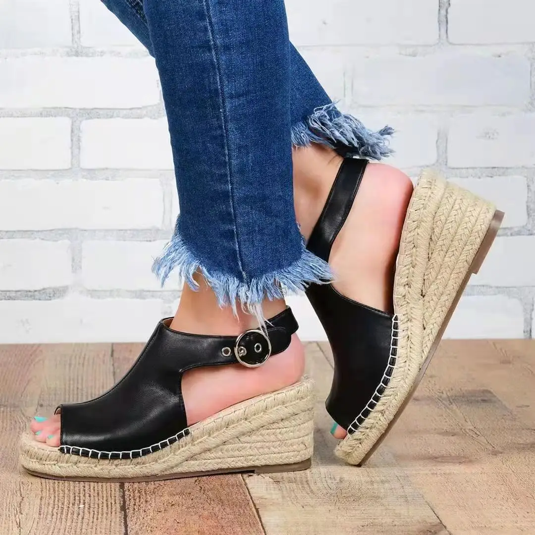 

Women High Heel Sandals Wedges Shoes Open-toe Leather Sandals Summer Women Open-toe Platform Chaussures Femmett7