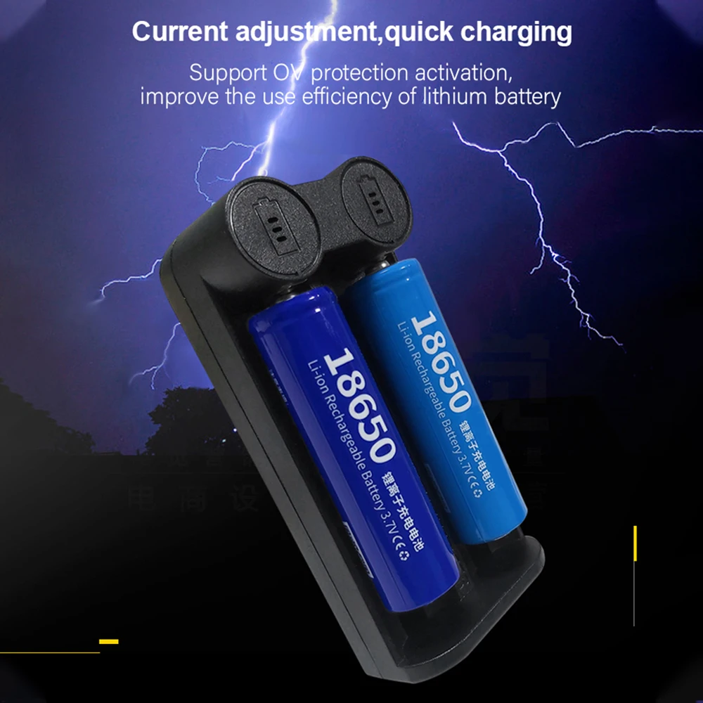 Зарядное устройство для аккумуляторов 18650 умное зарядное с 2 слотами USB 26650 18350 32650