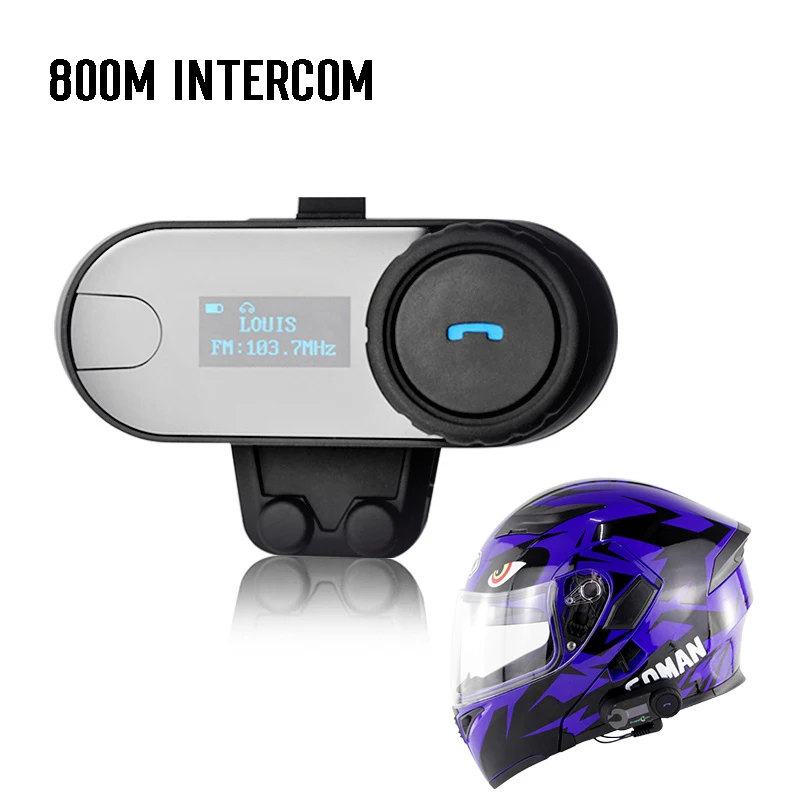 Мотоциклетная bluetooth-совместимая гарнитура с ЖК-экраном fm-радио 800 м рация T-COM 3