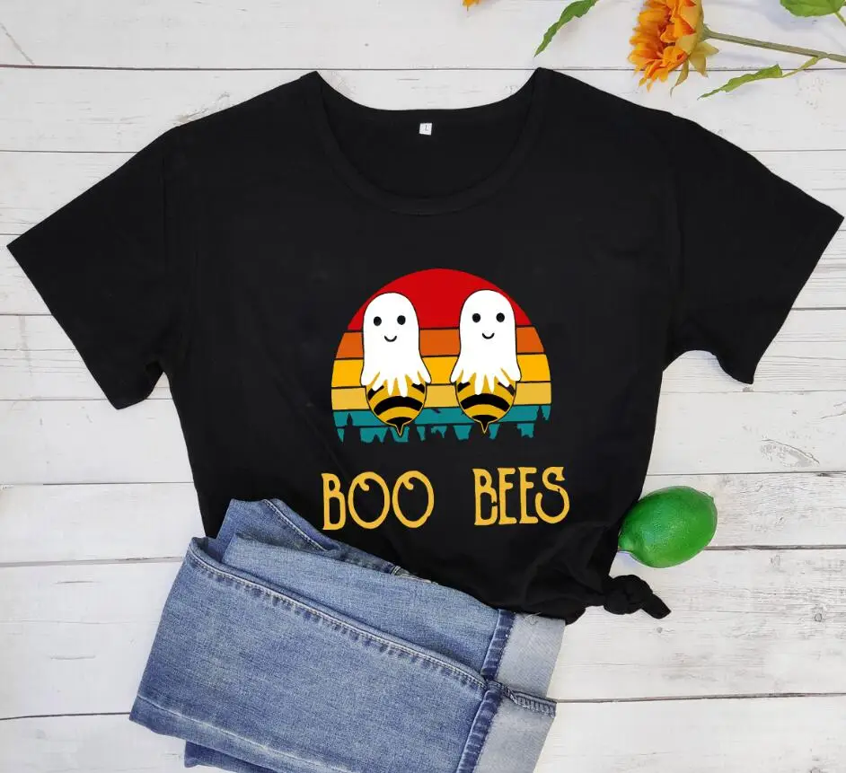 Футболка Hallowwen в стиле ретро рубашка с пчелами влюбленными призраками Женская