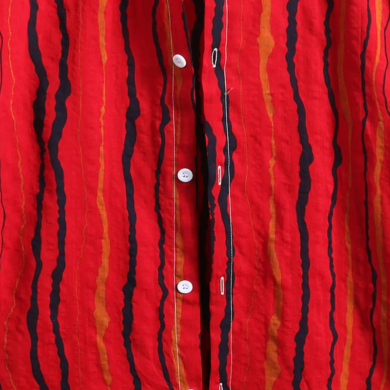 

Summer Mens Shirts Ethnic Stripe Short Sleeve Casual Cotton Linen Printing Hawaiian Shirt Blouse Streetwear Camisas Mens Shirt
