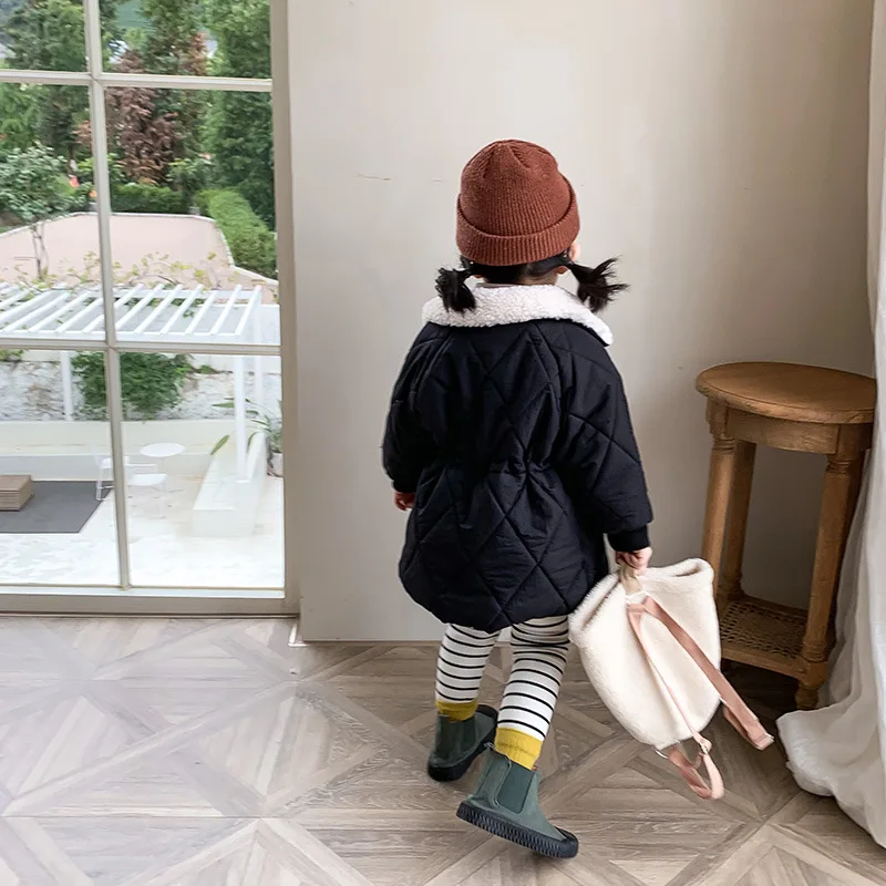 Зимнее пальто для девочек Новинка корейский стиль утолщенная и теплая