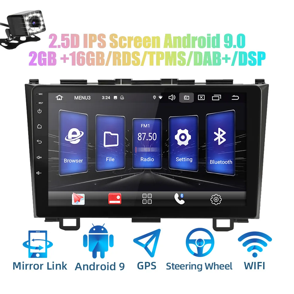 Android 9.0 CAM 2din Android 9,0 Ouad Core PX6 Автомагнитола стерео для Honda CRV 2006-2011 gps Navi Аудио Видео плеер Wifi BT HDMI DAB - Цвет: Android 9.0 CAM