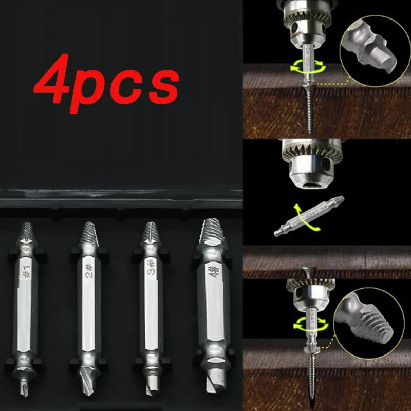 

4PCS Break screw slide break wire break head screw extractor tool removal tool rust screw disassembly