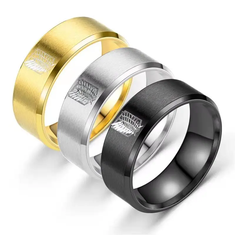 

Мужские кольца, аксессуары, косплей, аниме атака на титанов, кольца из нержавеющей стали, кольца с крыльями флаг свободы, кольца на палец для ...