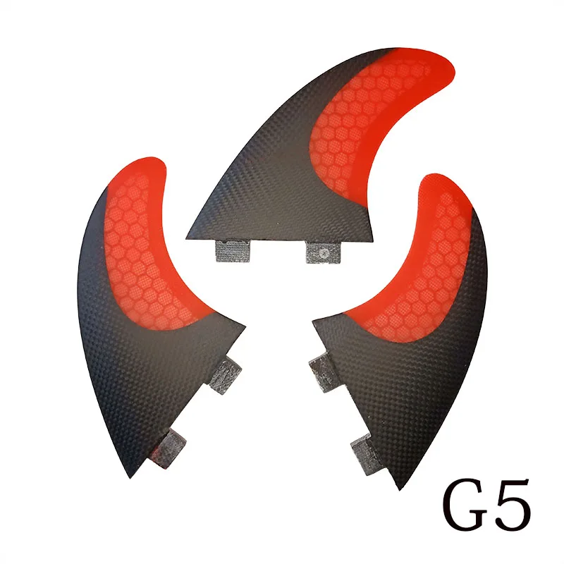 BiLong FCS производительность Ядро PC tri-set доски для серфинга плавники 3-fin G5 Размер carbonfiber surf fin M размер черный+ красный FCS плавники