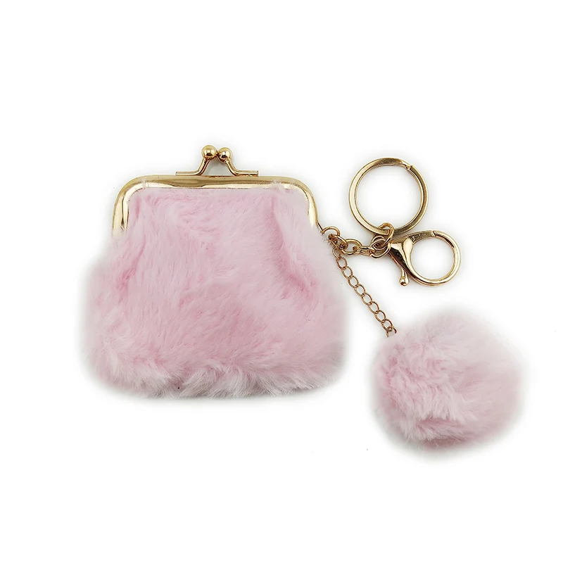 light pink3-3 BELLO TUTTI, новинка, женский зимний мини-кошелек для монет, женский маленький клатч, сумка для денег, металлический плюшевый чехол, кошелек для девочек - Цвет: light pink3-3