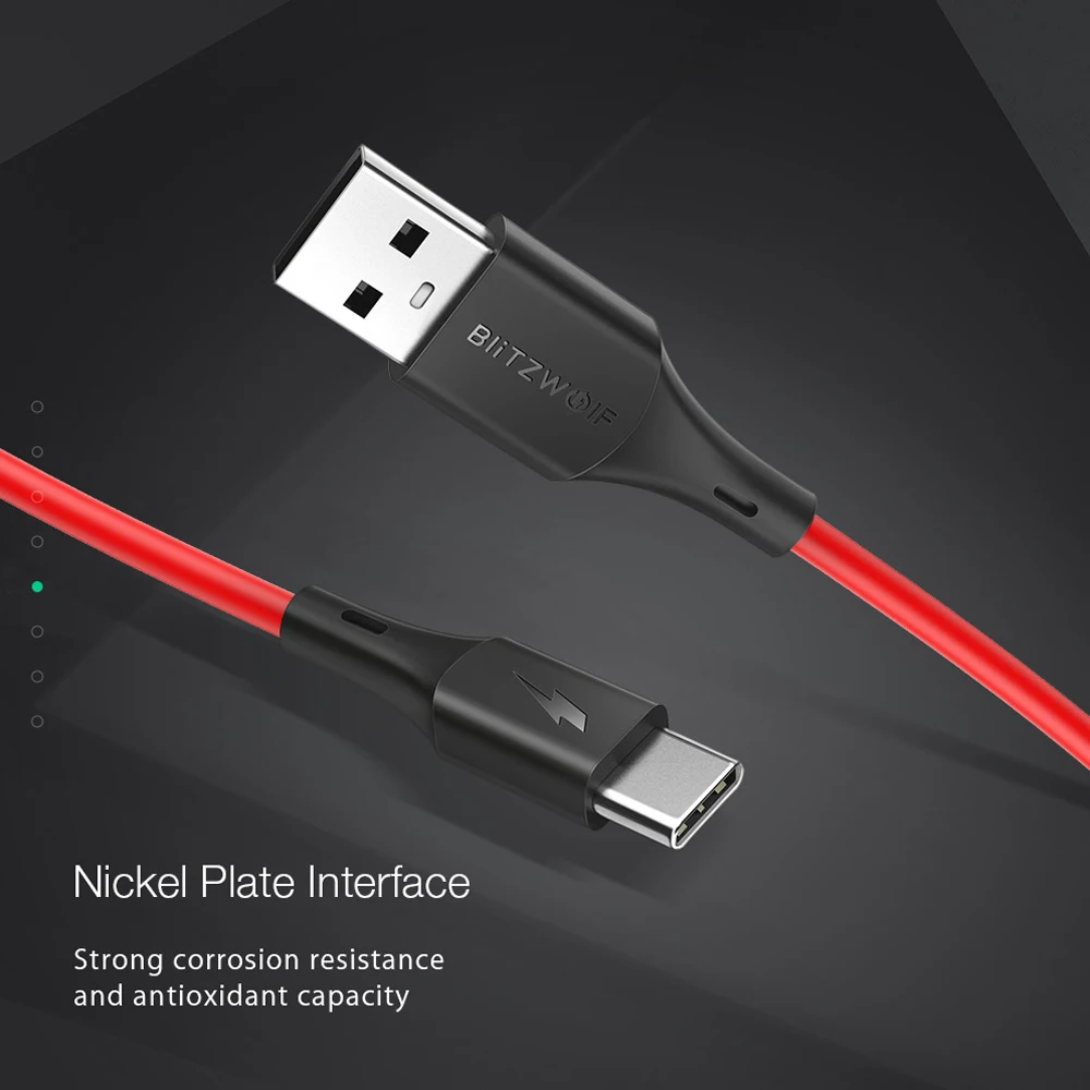 BlitzWolf 3A USB Type C кабель передачи данных для быстрой зарядки 3 фута/0 9 м