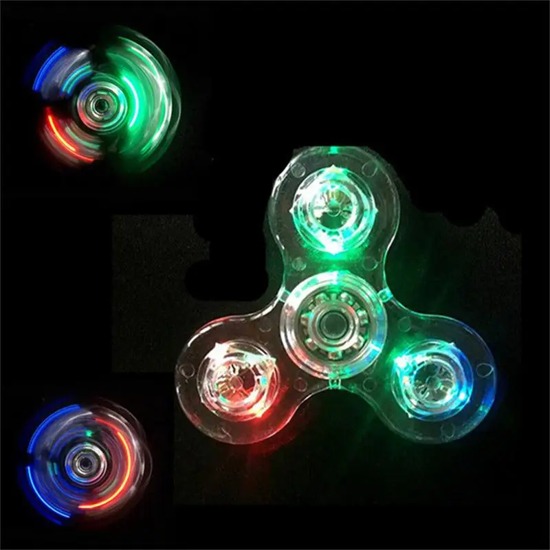Спиннер для рук Fidget Finger Spinner Toy Focus Tri пальца гироскоп прозрачная вспышка