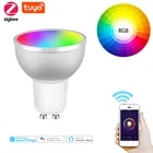 Светодиодная лампа Tuya Smart Life Zigbee Gu10 с регулируемой яркостью, RGB, 2700K-6500K, 5 Вт, с поддержкой Amazon Alexa Echo и Google Voice, для дома