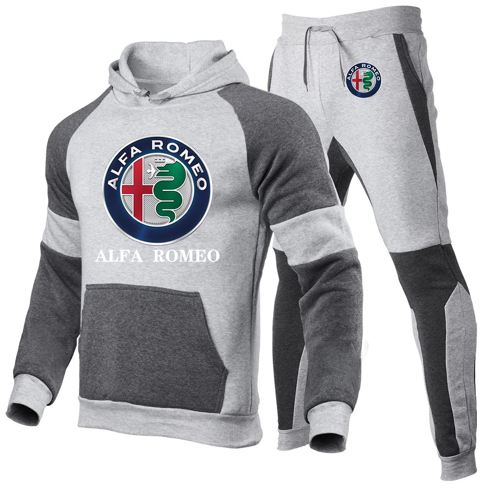 

2021 NEW Alfa Romeo High Quality Tracksuit Men Hooded Sweatshirt+Pants Sets Autumn Winter Sportwear Casual Outwear Sports Suits
