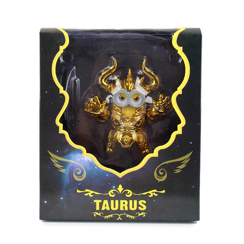 

12CM Saint Seiya Golden Saint Scorpio Taurus Aries Aquarius Minons Fashion Funny Figure Collection Car Decoration Gift