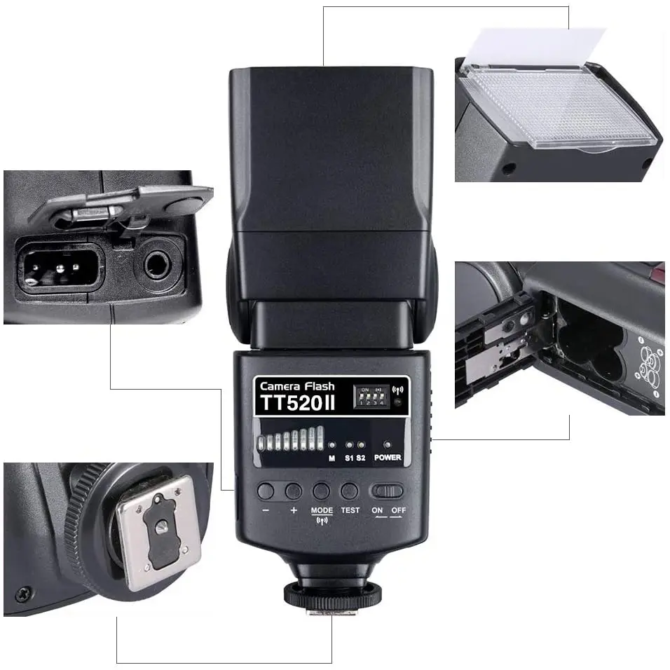 Вспышка Godox TT520 II TT520II со встроенным беспроводным сигналом 433 МГц + триггером для