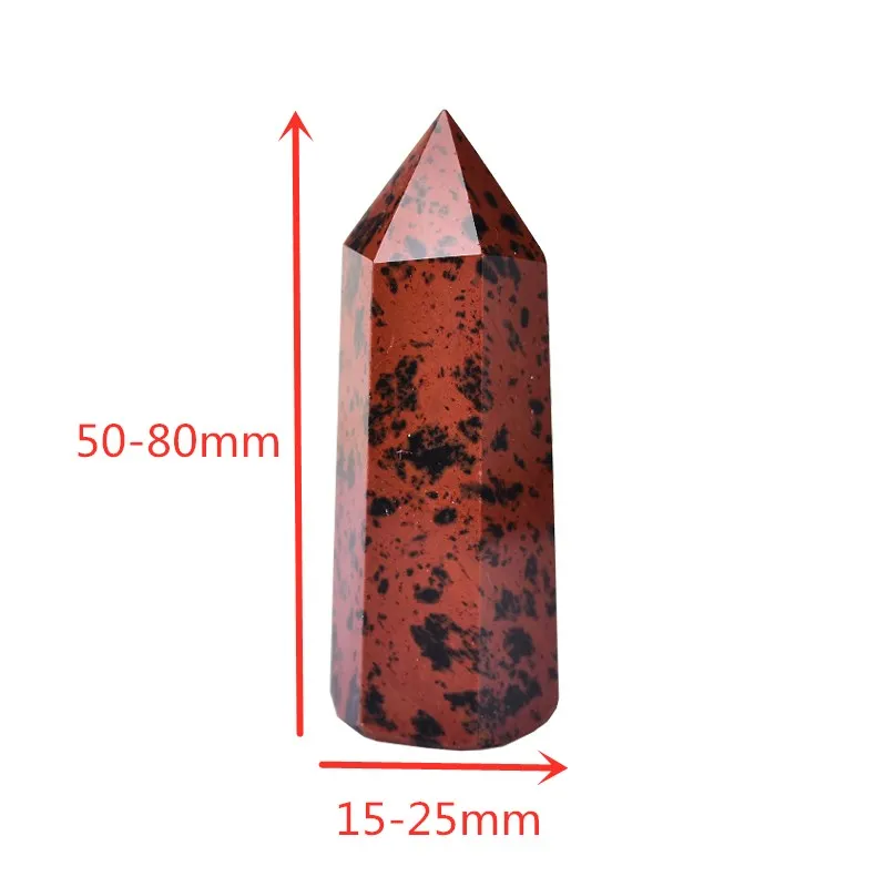 Natural Red obsidian Crystal Point Healing Stone Quartz Wand 50-80mm for Home Decoration Mineral DIY Gift | Дом и сад