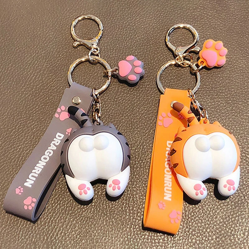 

Cat Butt Keychain Cartoon Female Cute Couple Lovers Pair Gift Bag Ornament Car Key Chain Lanyard Child Toy Kawaii Girl Gift