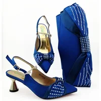 Royal blue Новинка; модные итальянские туфли винного цвета с сумочкой-клатчем в комплекте; Лидер продаж; вечерние туфли на высоком каблуке и сумочка в африканском стиле - Цвет: Royal blue