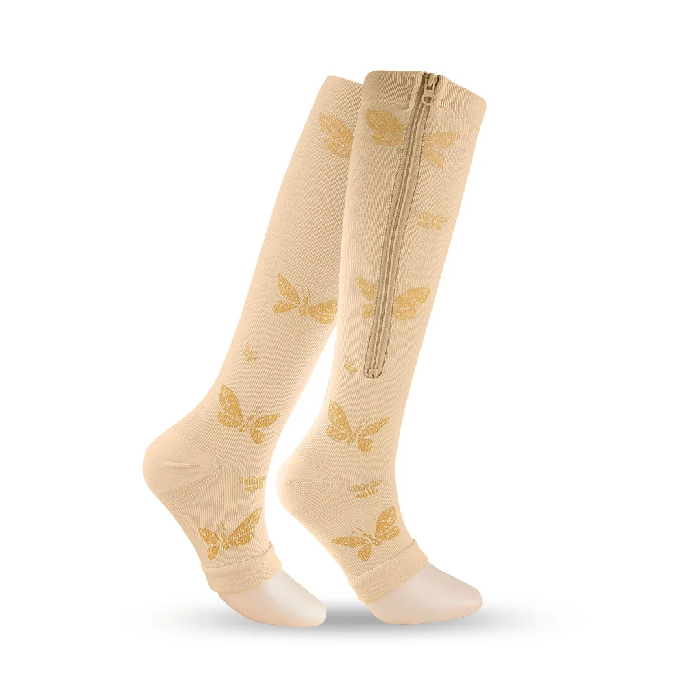 Zipper Elastic Compression Socks 6 Pairs Zipper Socks Sports Compression Socks Men Women Medical Sport Sock Stocking Open Toe