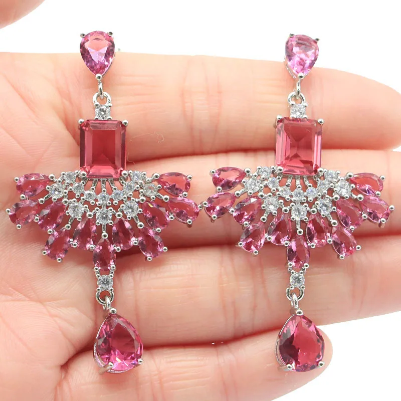 Роскошные большие свадебные серебряные серьги для невесты 58x34 мм из танзанита и