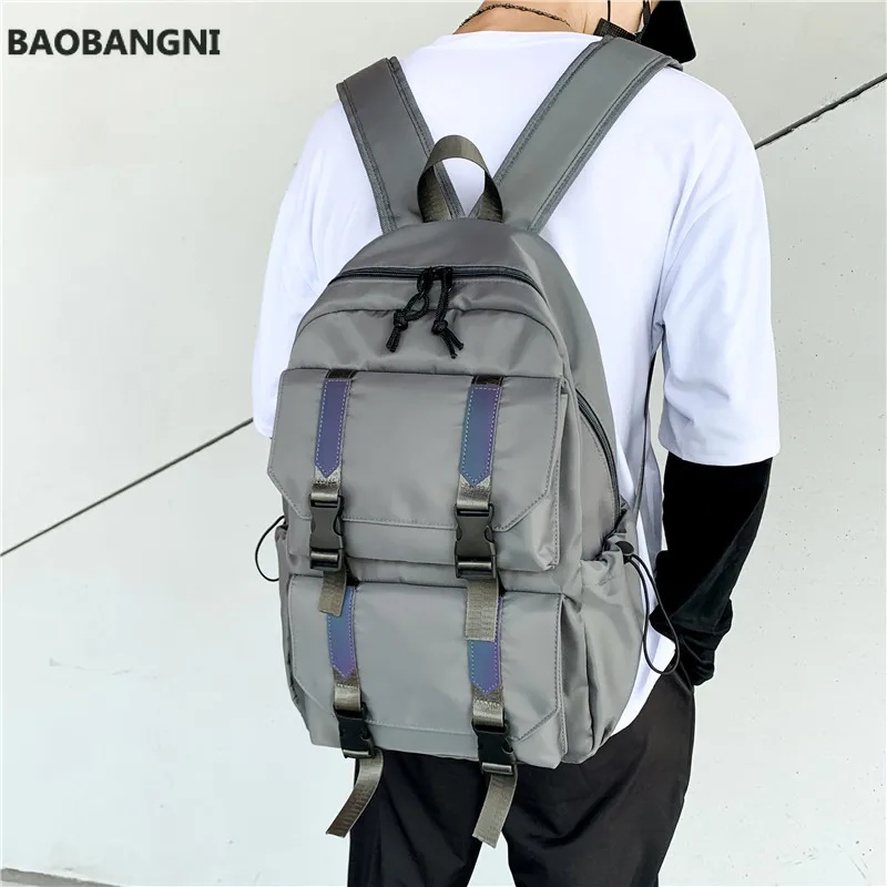 

Backpack Fashion Women Men Backpack Travel Nylon School Bags Teenagers Girls Boys Reflective Strip Shoulder Bag Mochila