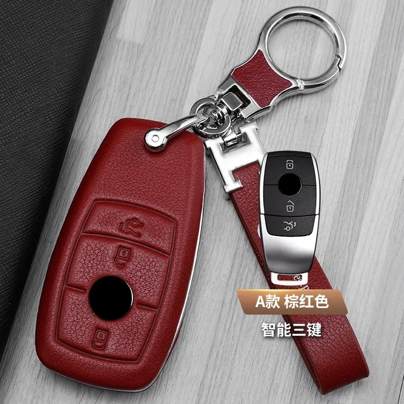 

High-Quality Leather Car Smart Key Case Cover for Mercedes-Benz E-Class E300l E260L C260L C200L A200L GLC Car Accessories