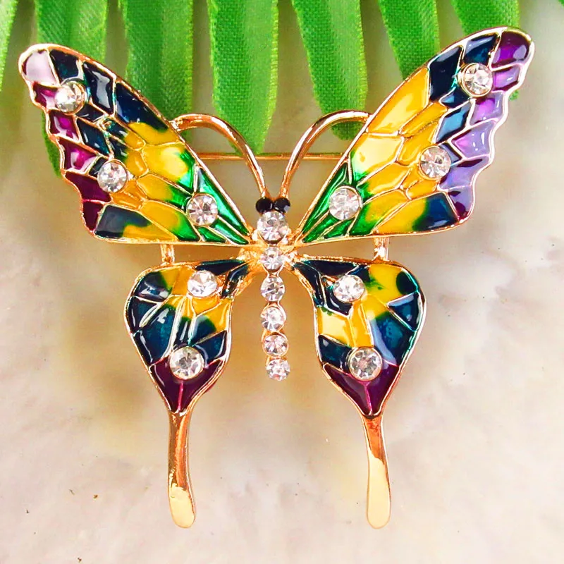 Радуга резная тибетская Золотая Бабочка Стразы кулон из бисера Брошь 54x51x2 мм GY3 |